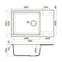 OMOIKIRI Sakaime 4993906 Мойка для кухни с крылом 78*50 см (эверест)