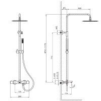 Raiber Graceful RPB-007 Душевая система в комплекте с термостатическим смесителем | с функцией наполнения ванны (чёрный матовый)