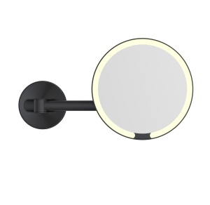 JAVA S-M8881H Зеркало косметическое настенное с увеличением и подсветкой (чёрный матовый)