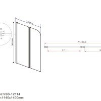 Vincea VSB-12114CLB Шторка для ванны 1140*1400 мм (профиль чёрный матовый | витраж прозрачное стекло)