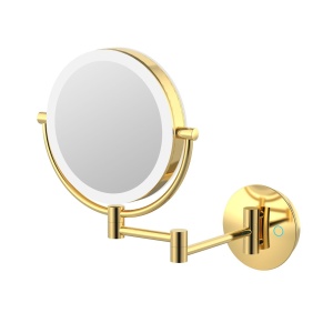 JAVA S-M222LB Зеркало косметическое настенное с увеличением и подсветкой (золото шлифованное)