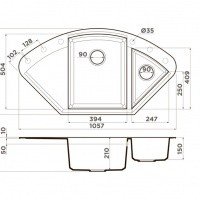 OMOIKIRI Sakaime 4993208 Мойка для кухни двойная с крылом 105*57 см (темный шоколад)