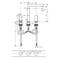 Axor Uno 45133140 Смеситель для раковины на 3 отверстия (шлифованная бронза)