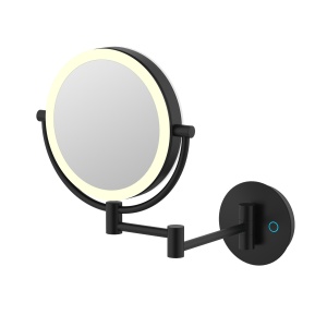 JAVA S-M222H Зеркало косметическое настенное с увеличением и подсветкой (чёрный матовый)