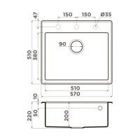 OMOIKIRI Tedori 4993981 Мойка для кухни 57*51 см (ваниль)