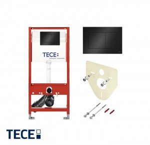 TECE Base 9400414 - Система инсталляции для подвесного унитаза | 4 в 1, в комплекте с клавишей смыва (черный матовый)