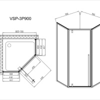 Vincea Penta VSP-3P900CL Душевой уголок 900*900*1950 мм (профиль хром | витраж прозрачное стекло)