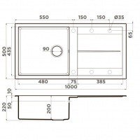 OMOIKIRI Sumi 4993656 Мойка для кухни с крылом 100*50 см (бежевый)