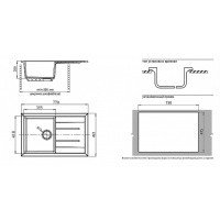 GranFest QUADRO Q-780L-GREY Мойка для кухни 77*50 см (серый)