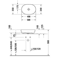 Duravit Luv 0379500000 Раковина накладная 50*35 см (белый глянцевый)