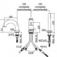 Paffoni Light LIG047ST Смеситель на борт ванны (нержавеющая сталь матовая)