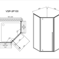 Vincea Penta VSP-3P100CL Душевой уголок 1000*1000*1950 мм (профиль хром | витраж прозрачное стекло)