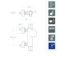 Ramon Soler BLAUTHERM 943901S Термостатический смеситель для ванны (хром)