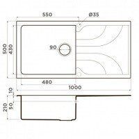 OMOIKIRI Yasugata 4993850 Мойка для кухни с крылом 100*50 см (эверест)