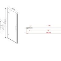 Vincea Flex VDP-1F900CLB Душевая дверь 900*2000 мм (профиль черный матовый | витраж прозрачное стекло)