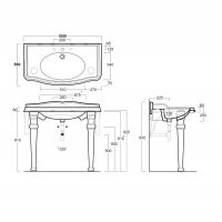 SIMAS Arcade AR874*3 - Раковина для ванной комнаты 105*56 см | три отверстия для смесителя