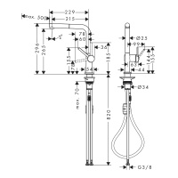 Hansgrohe Talis M54 72808340 Высокий смеситель для кухни с вытяжным изливом (чёрный хром шлифованный)