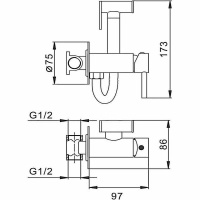 CeramaLux KRS/008 Гигиенический душ - комплект со смесителем (оружейная сталь)
