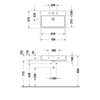 Duravit Vero Air 2350700028 Раковина подвесная | накладная 700*470 мм (белый)