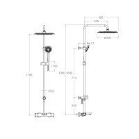 Ramon Soler BLAUTHERM 945602RP300NM Душевая система с функцией наполнения ванны - комплект с термостатическим смесителем (чёрный матовый)