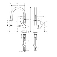 Hansgrohe Talis M51 72813800 Высокий смеситель для кухни с вытяжным изливом (нержавеющая сталь шлифованная)