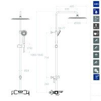 Ramon Soler BLAUTHERM 935602RP300 Душевая система с функцией наполнения ванны - комплект со смесителем (хром)