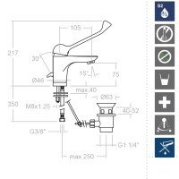 Ramon Soler HoReCa H6401MED Локтевой смеситель для раковины (хром)