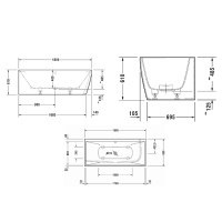 Duravit Vitrium 700427HE0000000 Ванна угловая 180*80 см - левый угол (тёмно-серый матовый)