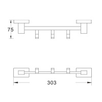 BELZ B90215-3 Планка с крючками для халатов | полотенец (хром)