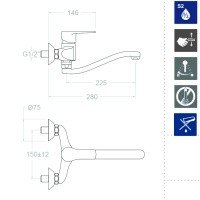 Ramon Soler TITANIUM 180701CC Настенный смеситель для кухни (хром)