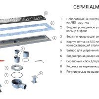 Vincea SAY ALMIRA JASMIN BUKLE SAY.605.70.P.BUKLE Душевой лоток 700 мм - готовый комплект для монтажа с декоративной решёткой (хром)