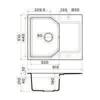 OMOIKIRI Yonaka 4993637 Мойка для кухни с крылом 61*51 см (темный шоколад)