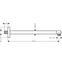 Hansgrohe Pulsify S 24357140 Кронштейн для верхнего душа 390 мм (бронза шлифованная)