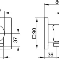 Keuco Ixmo 59549370202 Запорный вентиль с переключателем на 3 положения и подключением душевого шланга с держателем душа - внешняя часть (чёрный матовый)
