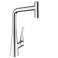 Hansgrohe Metris Select M71 73807000 Высокий смеситель для кухни с вытяжным изливом (хром)