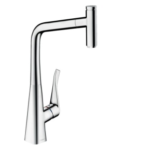 Hansgrohe Metris Select M71 73807000 Высокий смеситель для кухни с вытяжным изливом (хром)