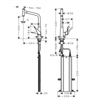 Hansgrohe Metris Select M71 73807000 Высокий смеситель для кухни с вытяжным изливом (хром)