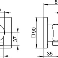 Keuco Ixmo 59557370202 Запорный вентиль с переключателем на 2 положения и подключением душевого шланга с держателем душа - внешняя часть (чёрный матовый)