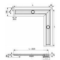 TECE Drainline "steel II" 611282 Декоративная панель для углового душевого канала 90° - 1200*1200 мм (глянцевая нержавеющая сталь)