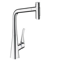 Hansgrohe Metris Select M71 73816000 Высокий смеситель для кухни с вытяжным изливом (хром)