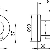 Keuco Ixmo 59557370201 Запорный вентиль с переключателем на 2 положения и подключением душевого шланга с держателем душа - внешняя часть (чёрный матовый)