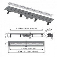 AlcaPlast Simple APZ8-950M Душевой трап 950 мм | комплект с перфорированной решёткой (нержавеющая сталь матовая)