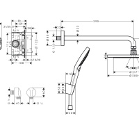 Hansgrohe Croma 27961670 Душевая система - комплект с термостатическим смесителем (чёрный матовый)