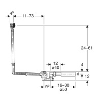 GEBERIT Uniflex 150.711.21.6 Слив-перелив с наливом для ванны - полуавтомат (хром)