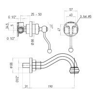 PAINI Duomo 88F3208 Смеситель для раковины на 2 отверстия (бронза состаренная)