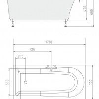 Акриловая ванна ALPEN Lisa 170 87111, гарантия 10 лет, прямоугольная форма, объём 250 литров, цвет - euro white (европейский белый)