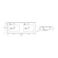 Vincea VBS-13120D Двойная раковина для мебели 1215*470 мм (белый глянцевый)