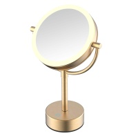 JAVA S-M221LB Зеркало косметическое настольное с увеличением и подсветкой (золото шлифованное)