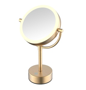 JAVA S-M221LB Зеркало косметическое настольное с увеличением и подсветкой (золото шлифованное)