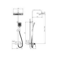 BELZ B572-3 B24572-3 Душевая система | комплект со смесителем с функцией наполнения ванны (вороненая сталь)